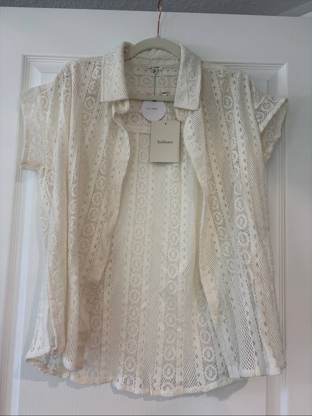 bohme Cream Lace Button-Down Shirt